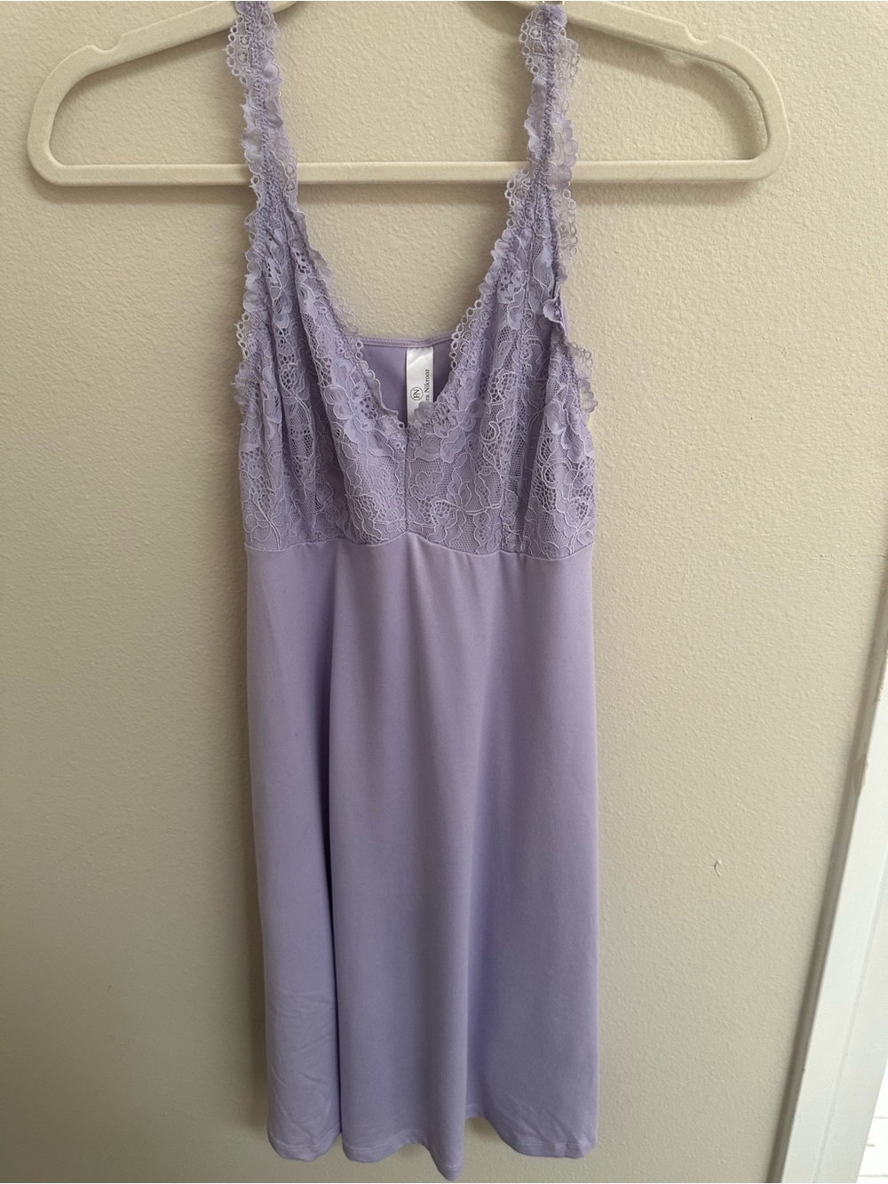 Flora Nikrooz Lavender Lace Chemise with Scalloped Straps